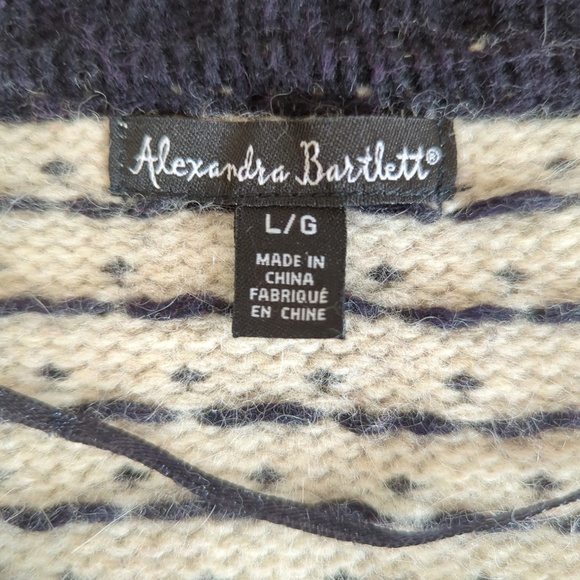 Black Cream Nordic Print Wool Blend Open Cardigan - Picture 2 of 12